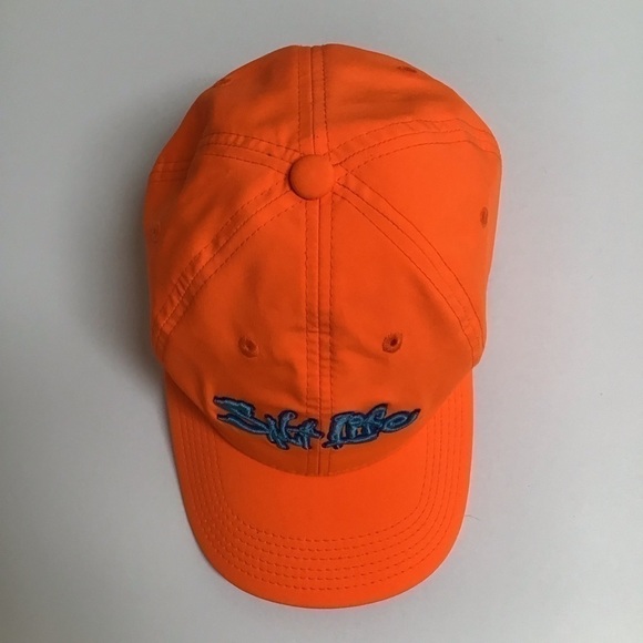 Salt Life Neon Orange YOUTH Hat Cap Aqua Embroidery Adjustable Slide Strap Beach - Picture 11 of 14